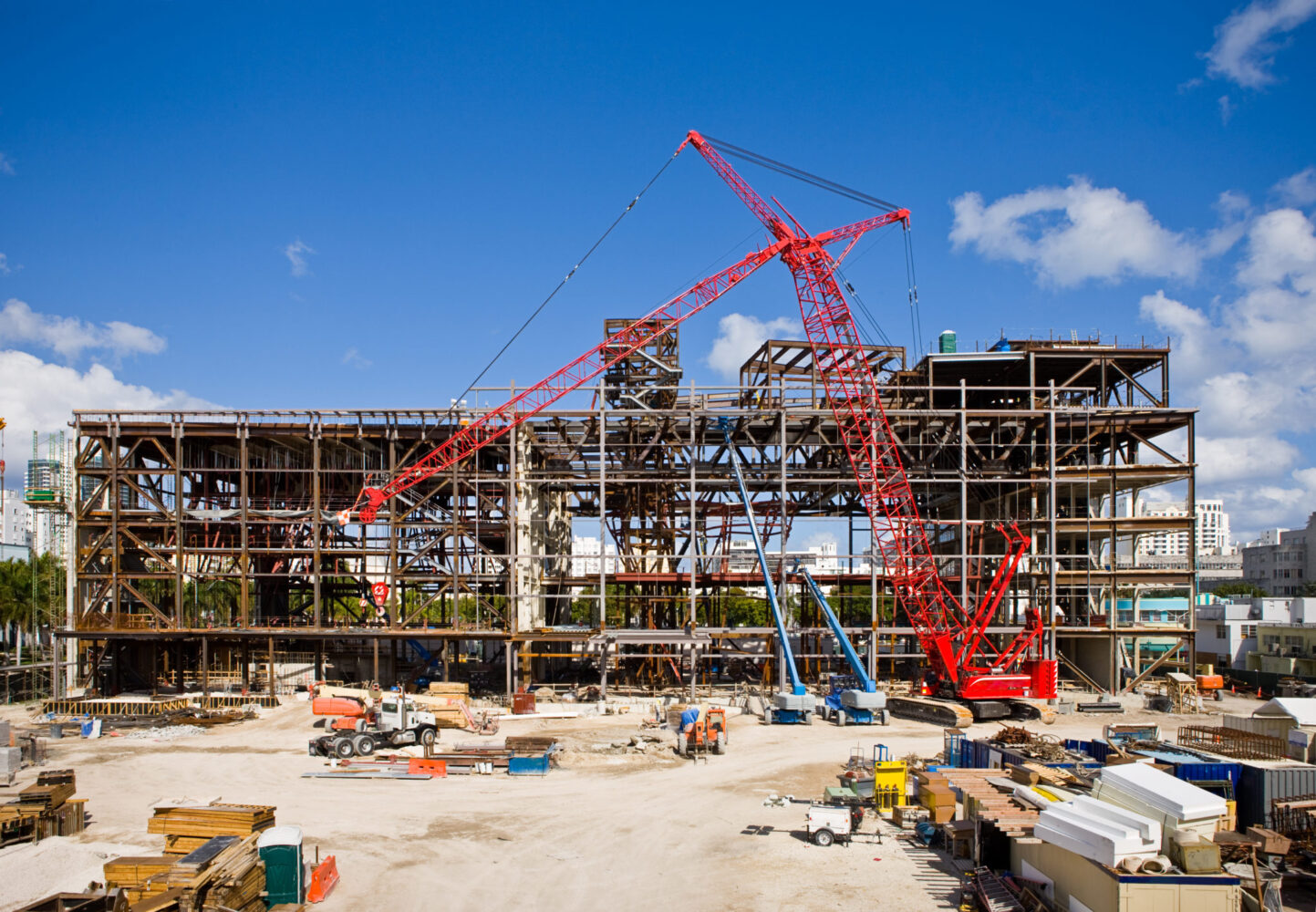 A large building under construction.